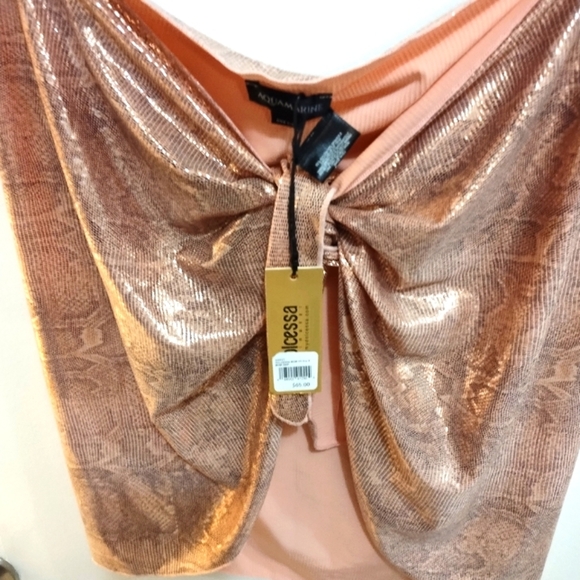 NWT AQUAMARINE Metallic Rose gold  Snakeskin  Sarong  Bathing Suit Cover Up - Picture 9 of 10